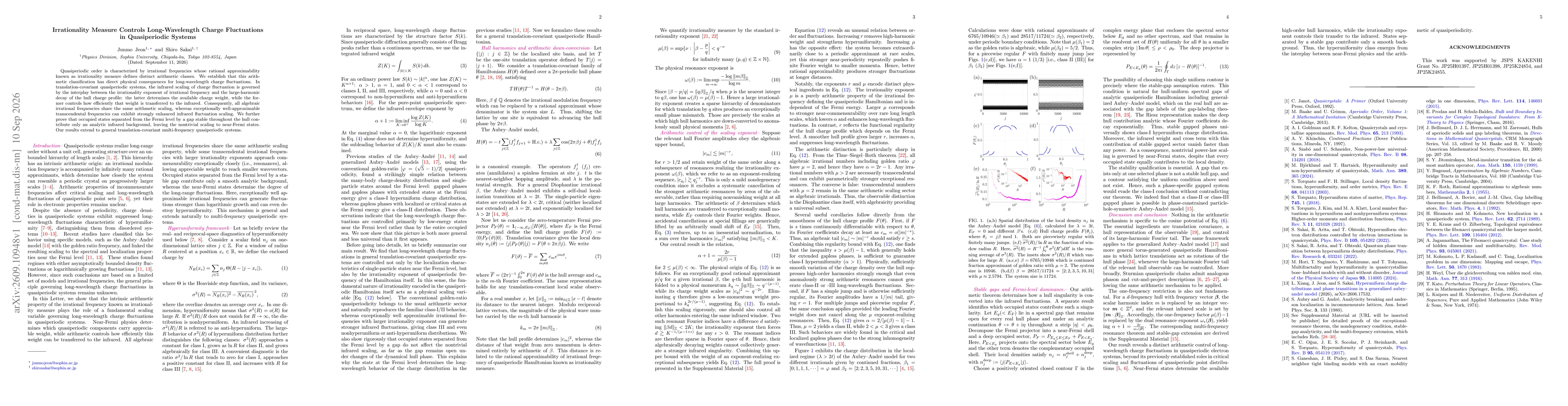 Thumbnail for Irrationality Measure Controls Long-Wavelength Charge Fluctuations in Quasiperiodic Systems