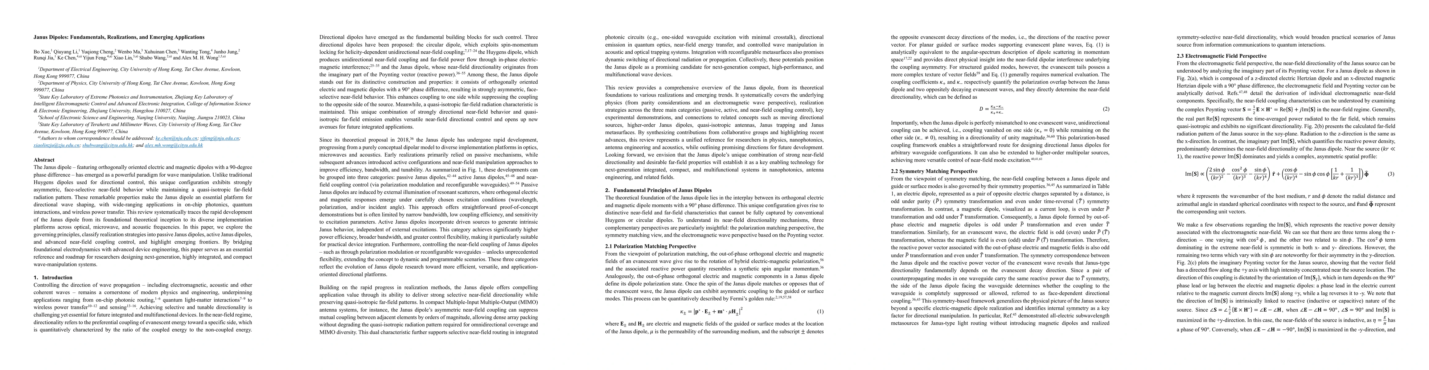 Thumbnail for Janus Dipoles: Fundamentals, Realizations, and Emerging Applications
