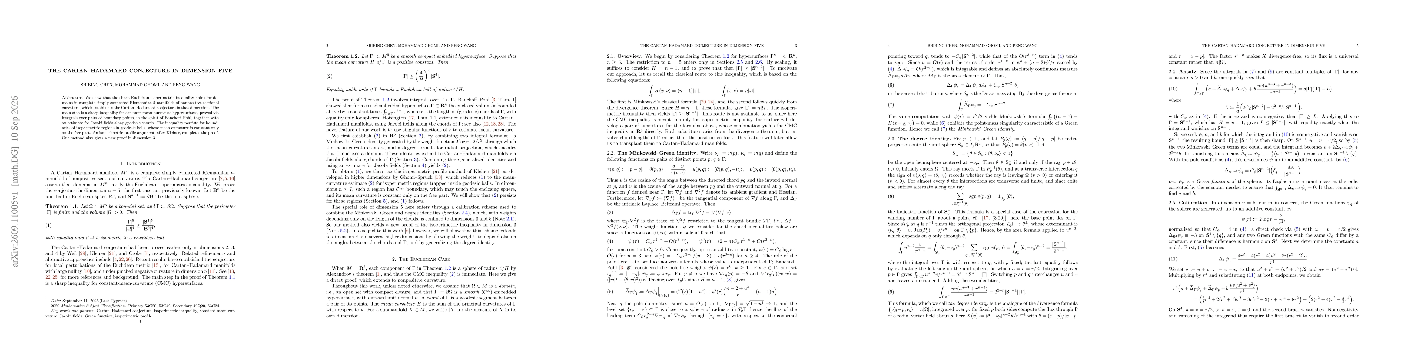 Thumbnail for The Cartan-Hadamard conjecture in dimension five