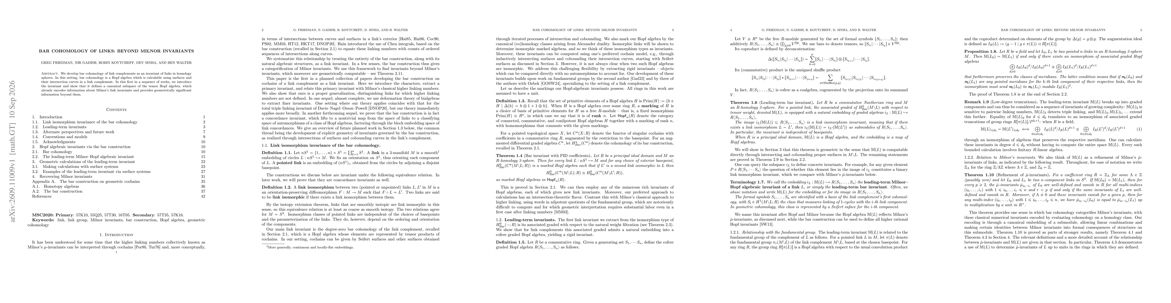 Thumbnail for Bar cohomology of links: beyond Milnor invariants