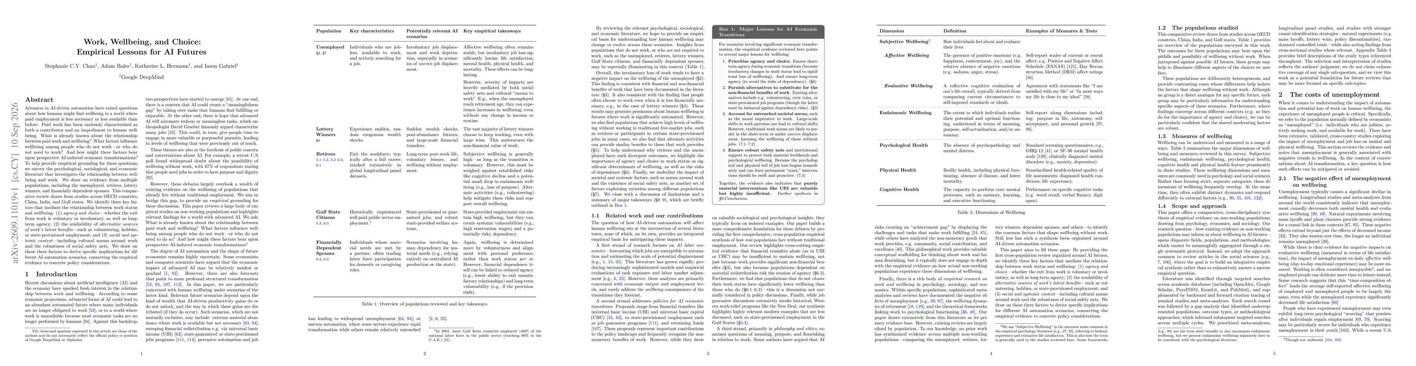 Thumbnail for Work, Wellbeing, and Choice: Empirical Lessons for AI Futures