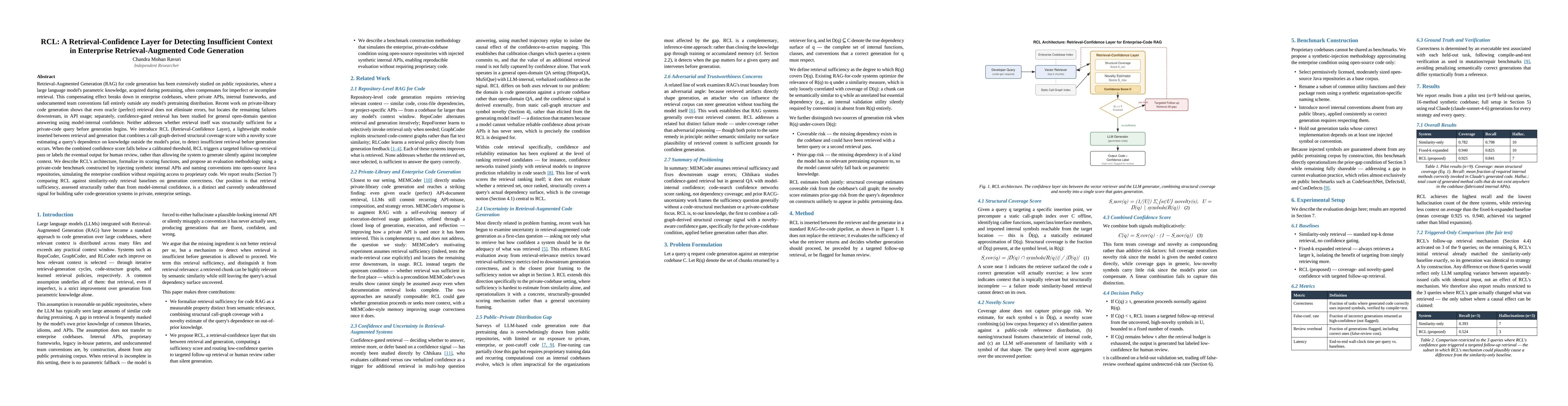 Thumbnail for RCL: A Retrieval-Confidence Layer for Detecting Insufficient Context in Enterprise Retrieval-Augmented Code Generation