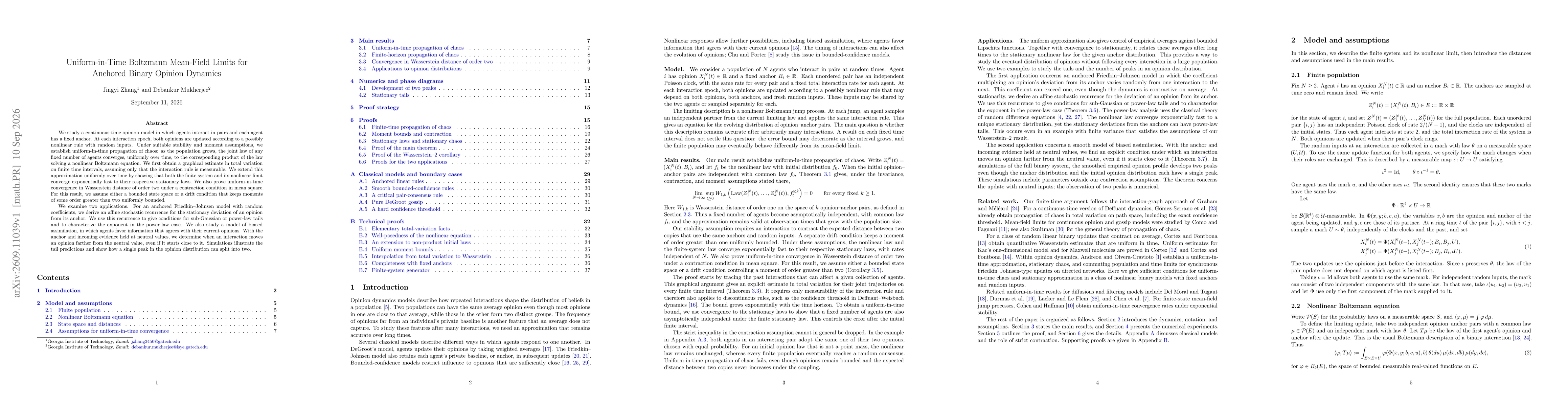 Thumbnail for Uniform-in-Time Boltzmann Mean-Field Limits for Anchored Binary Opinion Dynamics