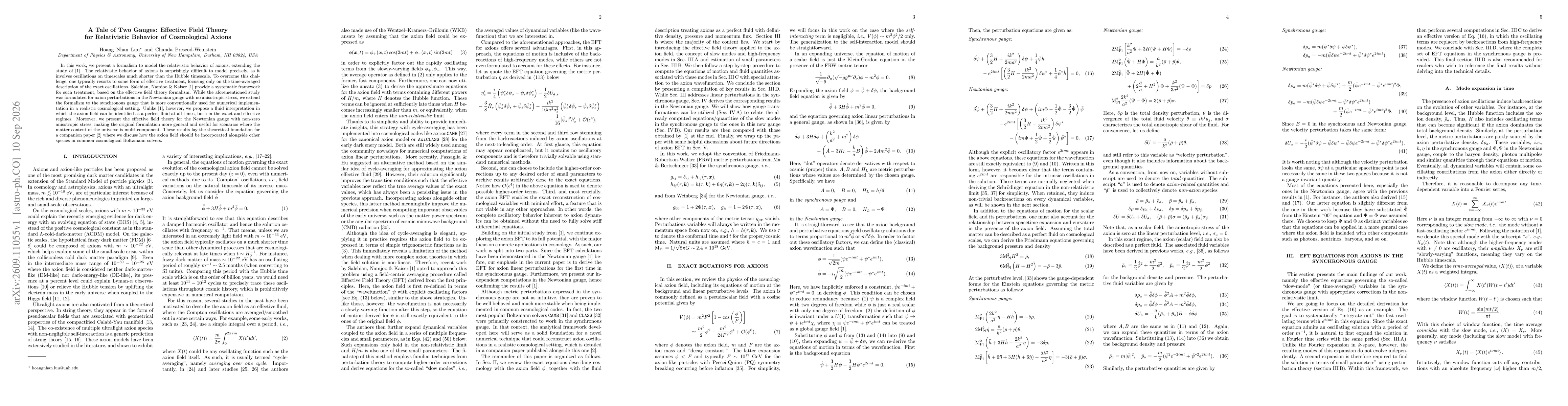 Thumbnail for A Tale of Two Gauges: Effective Field Theory for Relativistic Behavior of Cosmological Axions