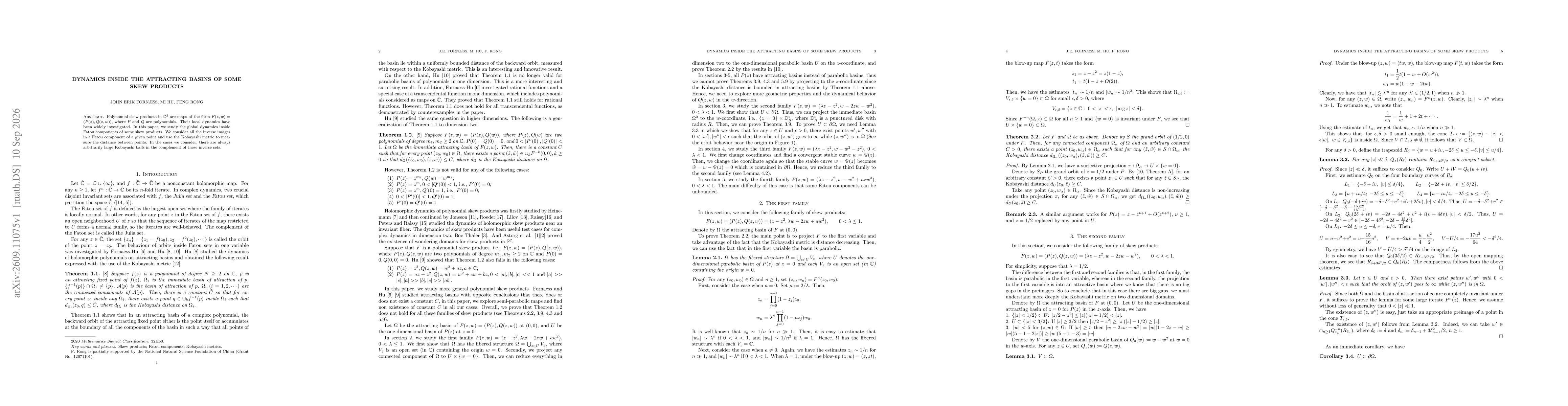 Thumbnail for Dynamics inside the attracting basins of some skew products