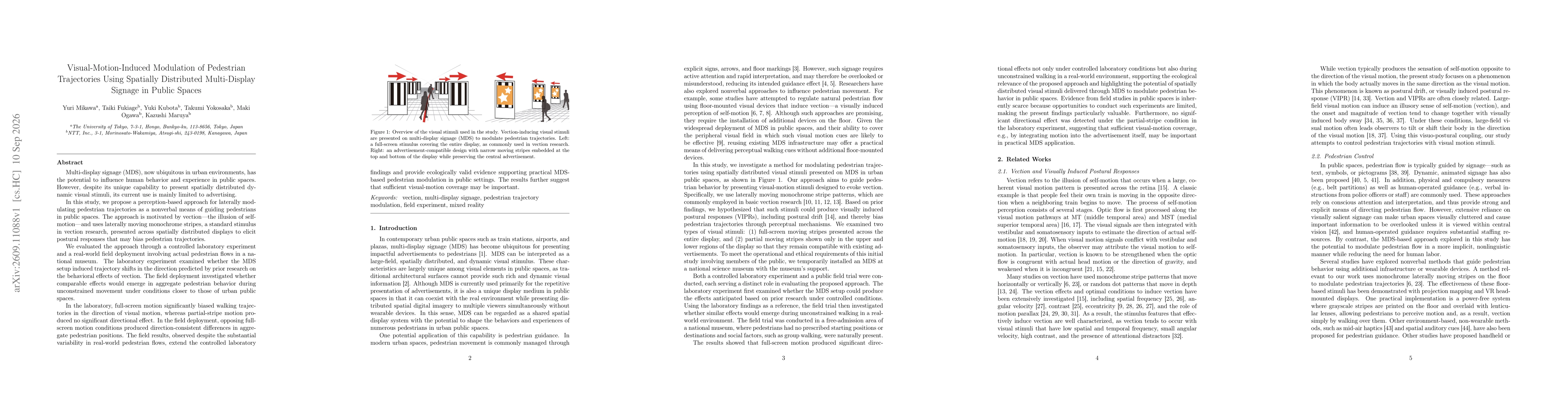 Thumbnail for Visual-Motion-Induced Modulation of Pedestrian Trajectories Using Spatially Distributed Multi-Display Signage in Public Spaces