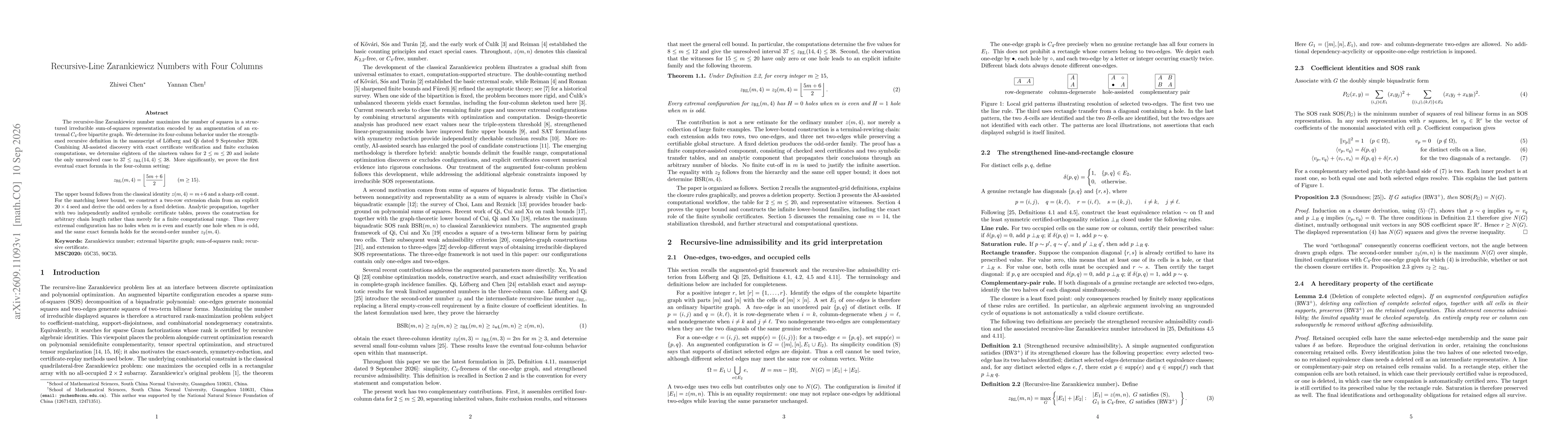Thumbnail for Recursive-Line Zarankiewicz Numbers with Four Columns