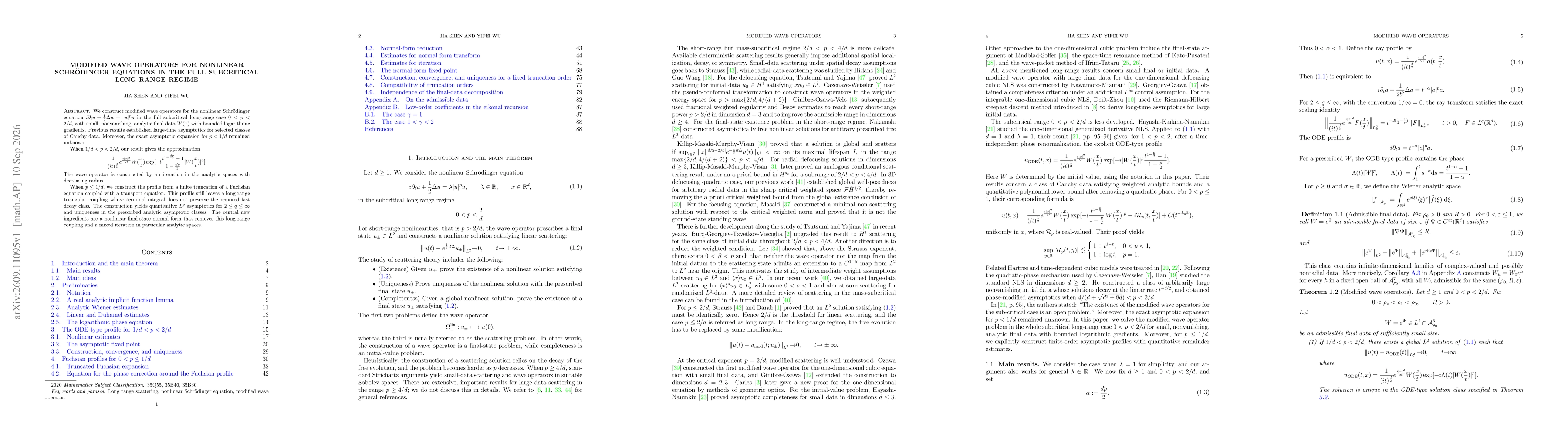 Thumbnail for Modified wave operators for nonlinear Schrödinger equations in the full subcritical long range regime