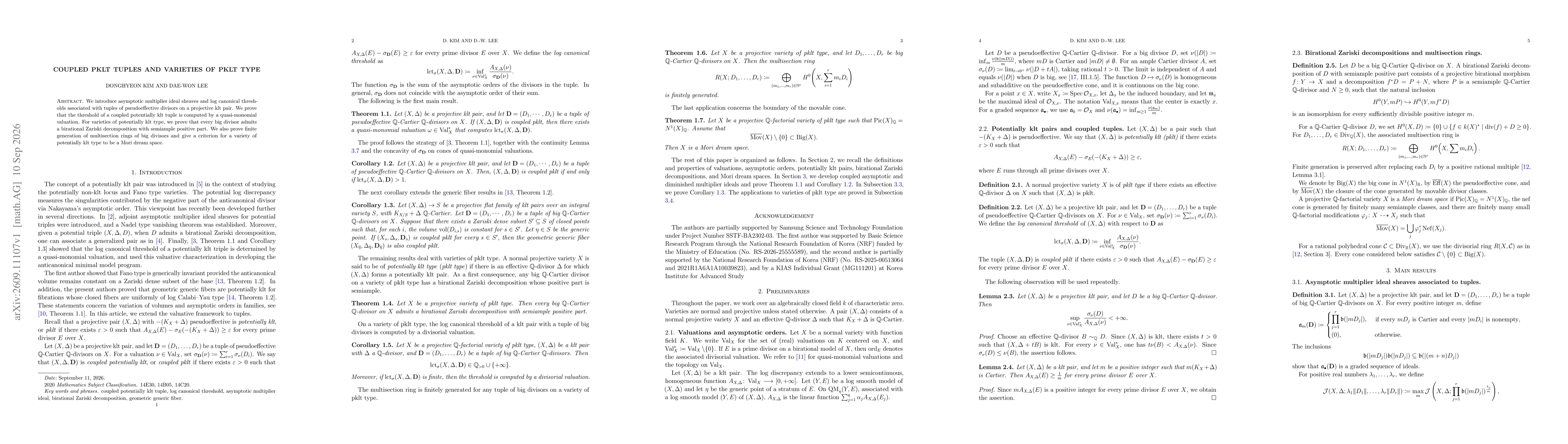 Thumbnail for Coupled Pklt Tuples and Varieties of Pklt Type