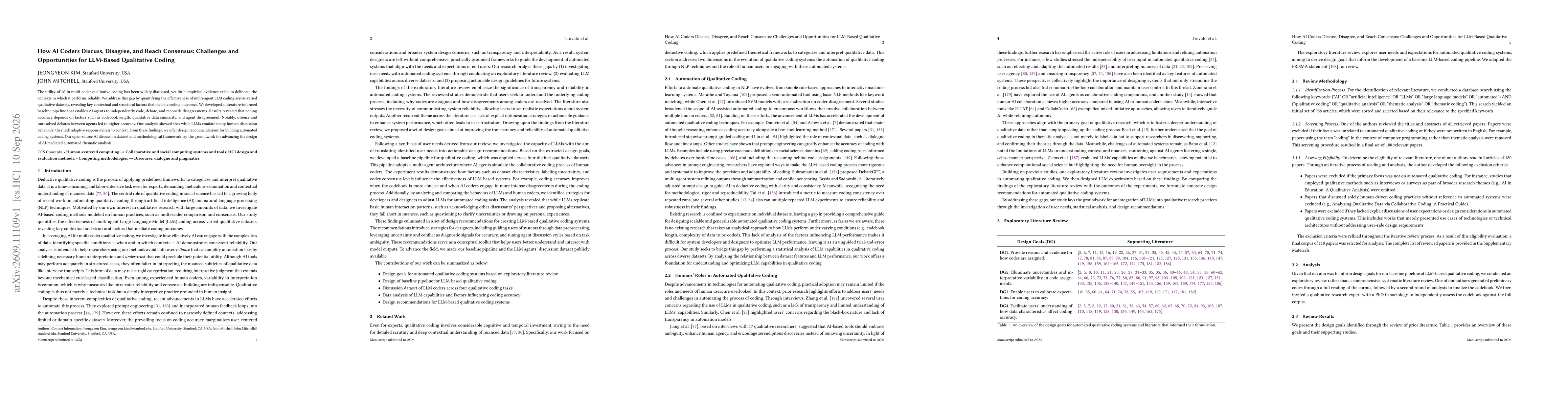 Thumbnail for How AI Coders Discuss, Disagree, and Reach Consensus: Challenges and Opportunities for LLM-Based Qualitative Coding