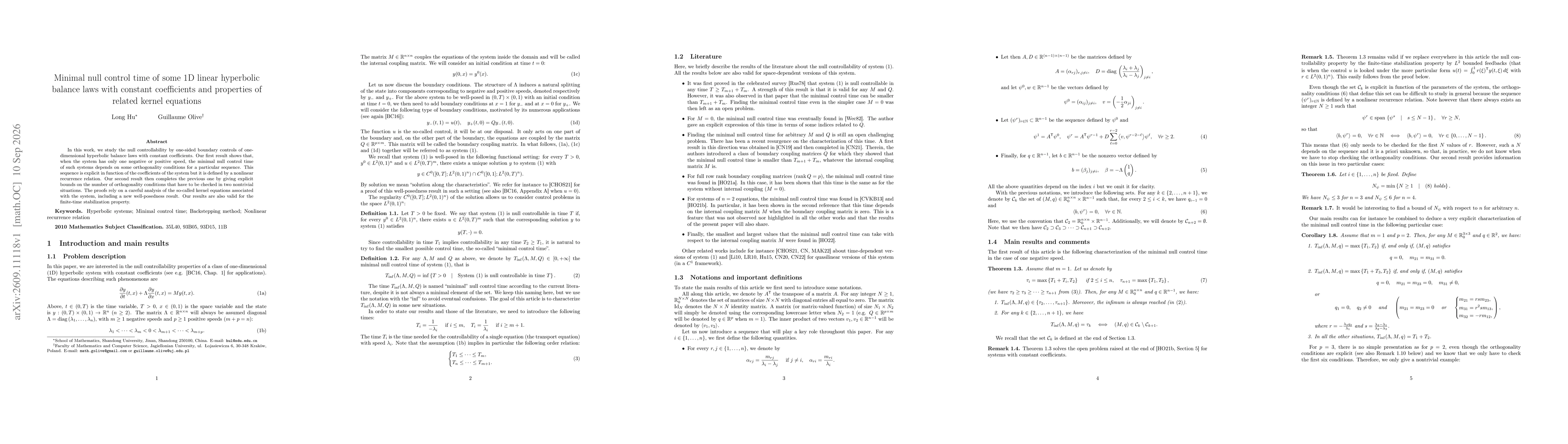 Thumbnail for Minimal null control time of some 1D linear hyperbolic balance laws with constant coefficients and properties of related kernel equations