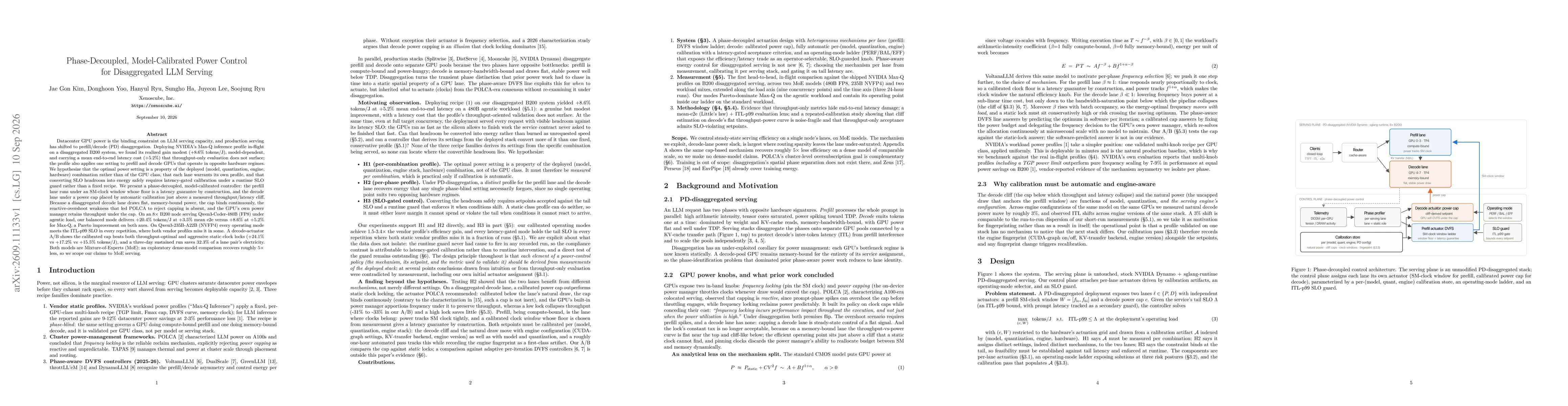 Thumbnail for Phase-Decoupled, Model-Calibrated Power Control for Disaggregated LLM Serving