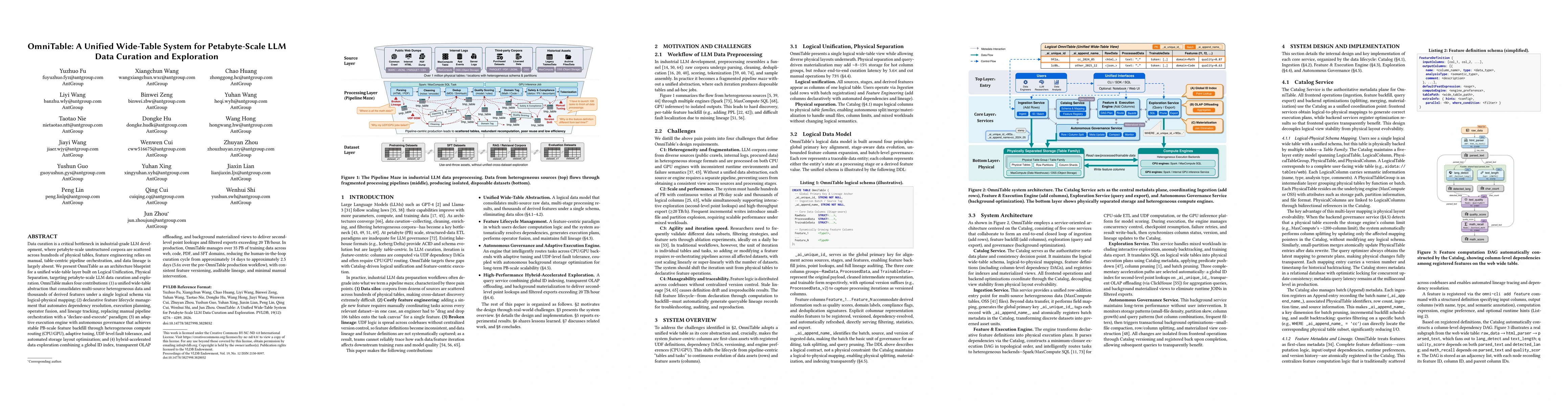 Thumbnail for OmniTable: A Unified Wide-Table System for Petabyte-Scale LLM Data Curation and Exploration