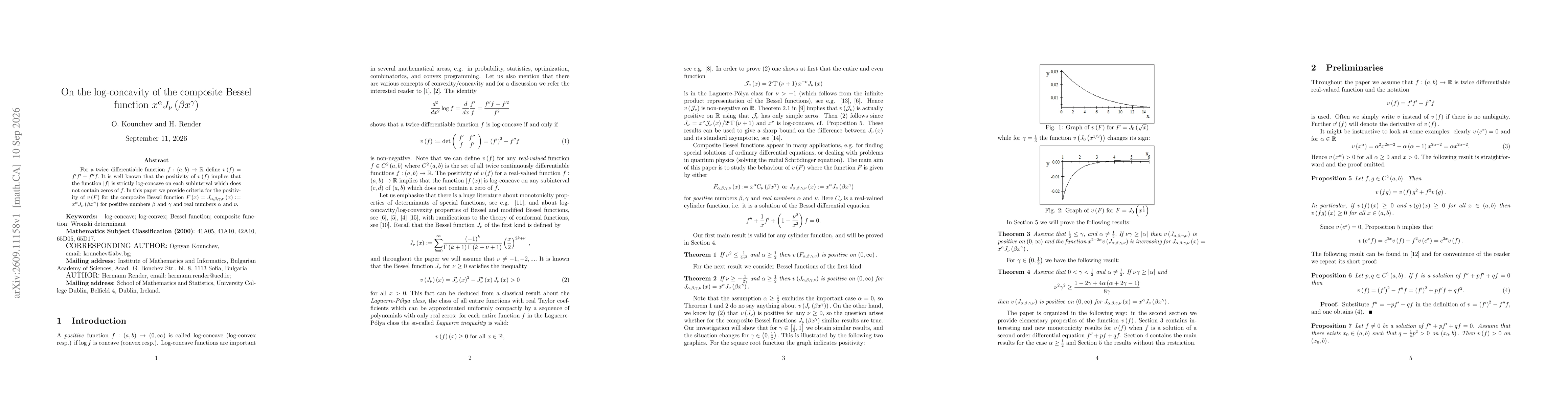 Thumbnail for On the log-concavity of the composite Bessel function $x^αJ_{ν}\left( βx^γ\right) $