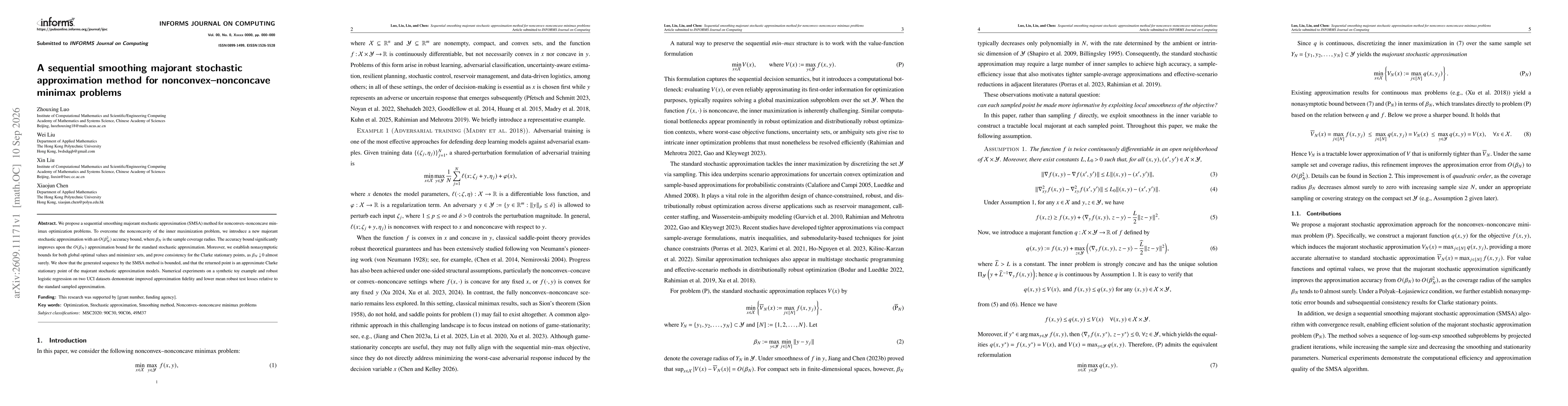 Thumbnail for A sequential smoothing majorant stochastic approximation method for nonconvex nonconcave minimax problems