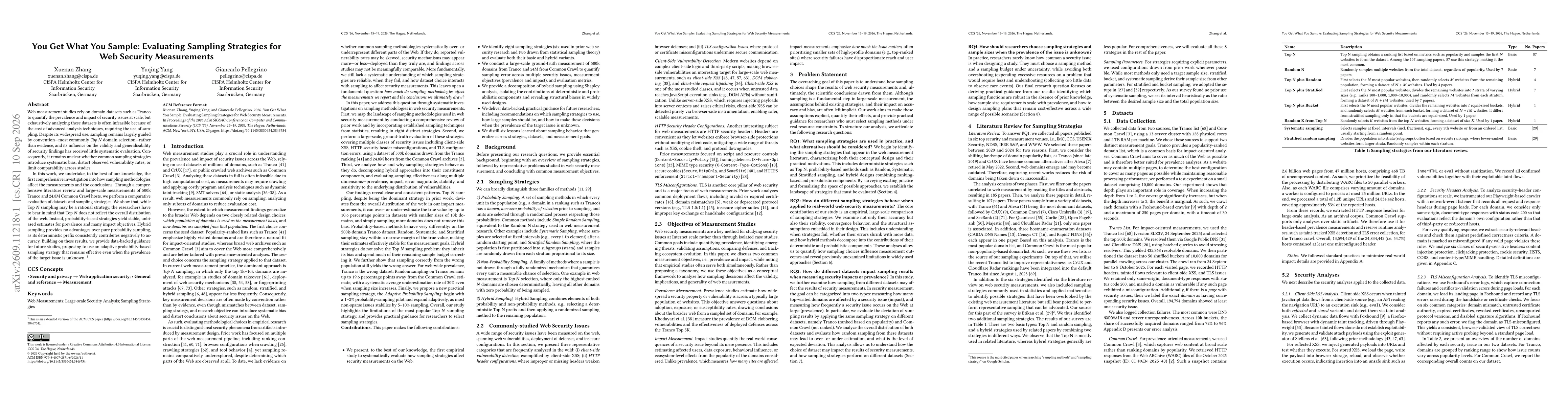 Thumbnail for You Get What You Sample: Evaluating Sampling Strategies for Web Security Measurements