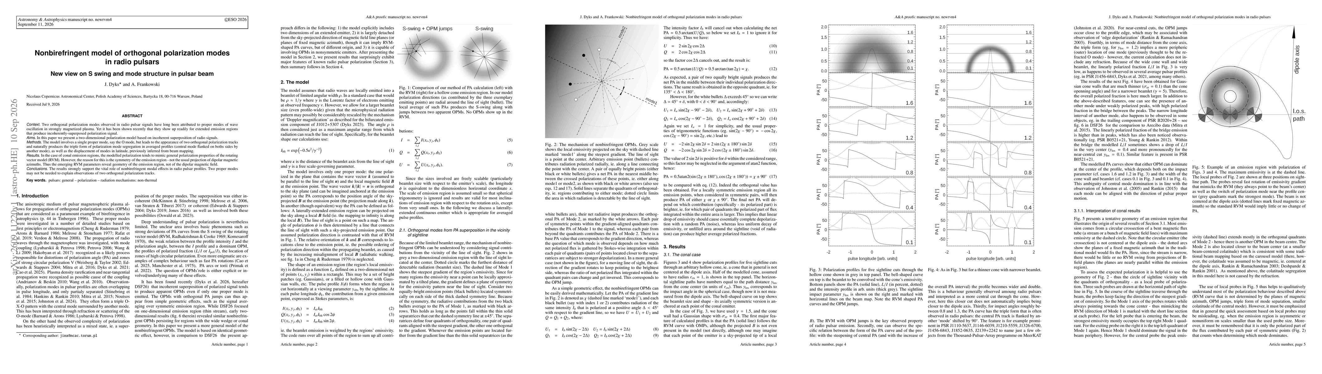 Thumbnail for Nonbirefringent model of orthogonal polarization modes in radio pulsars - New view on S swing and mode structure in pulsar beam