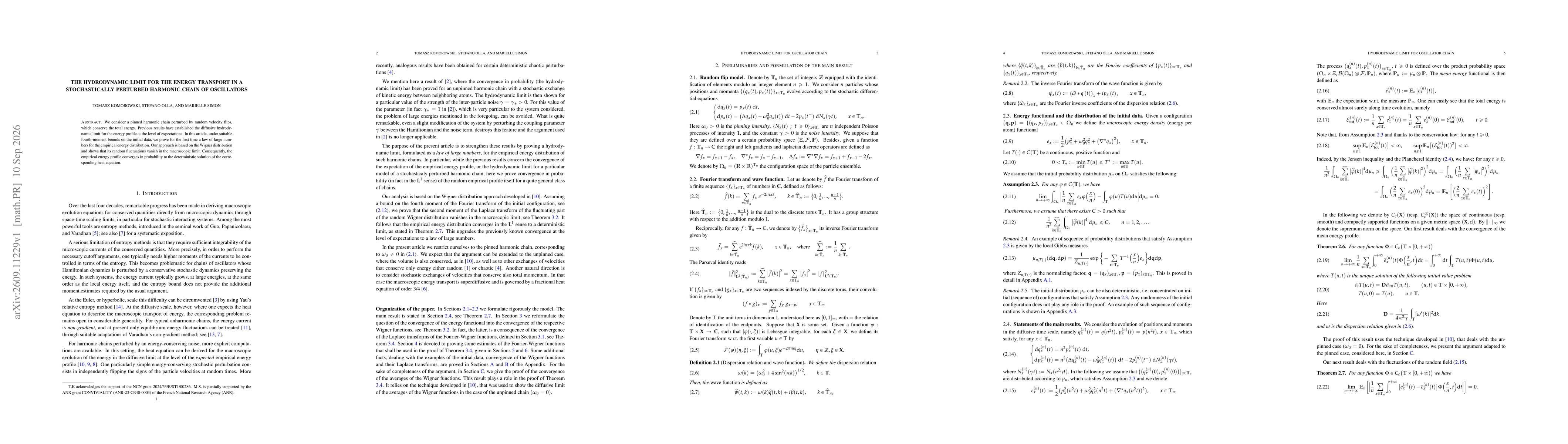 Thumbnail for The hydrodynamic limit for the energy transport in a stochastically perturbed harmonic chain of oscillators