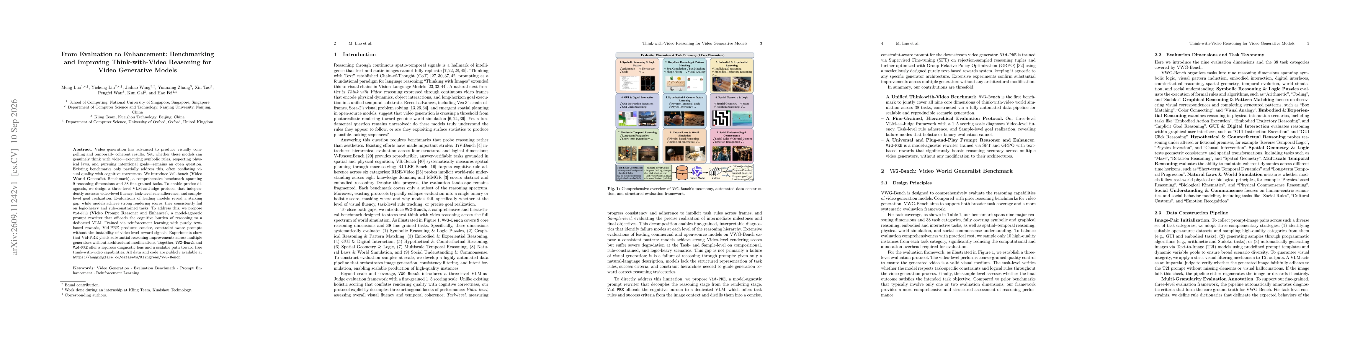 Thumbnail for From Evaluation to Enhancement: Benchmarking and Improving Think-with-Video Reasoning for Video Generative Models