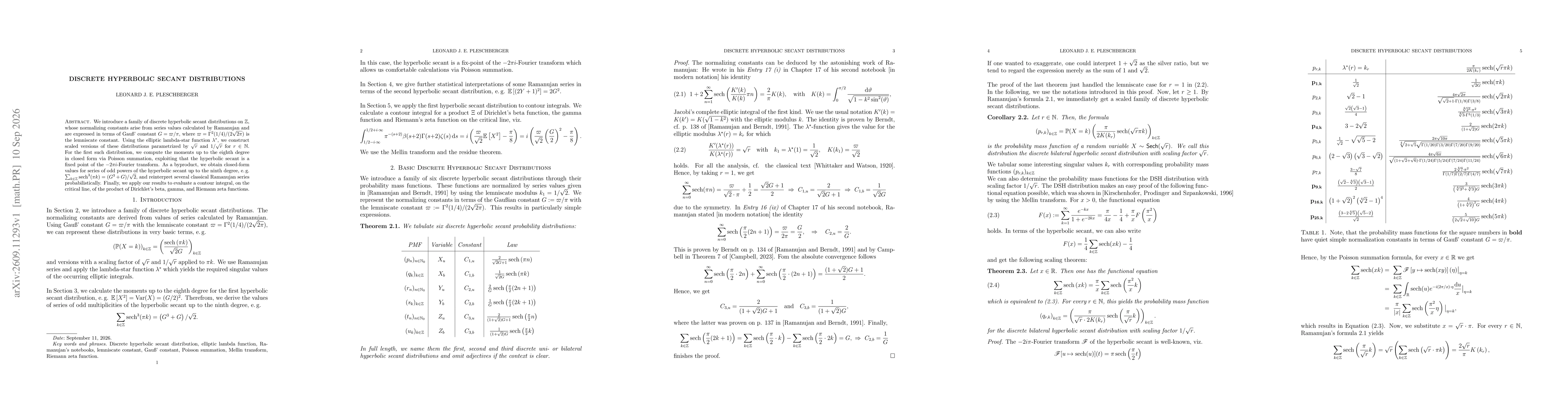 Thumbnail for Discrete Hyperbolic Secant Distributions