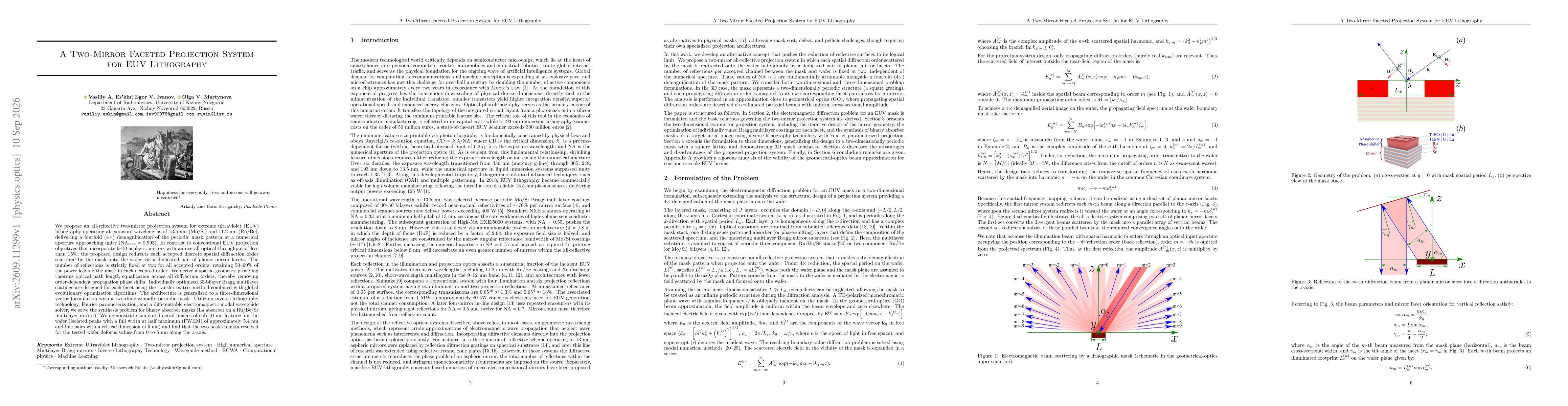 Thumbnail for A Two-Mirror Faceted Projection System for EUV Lithography