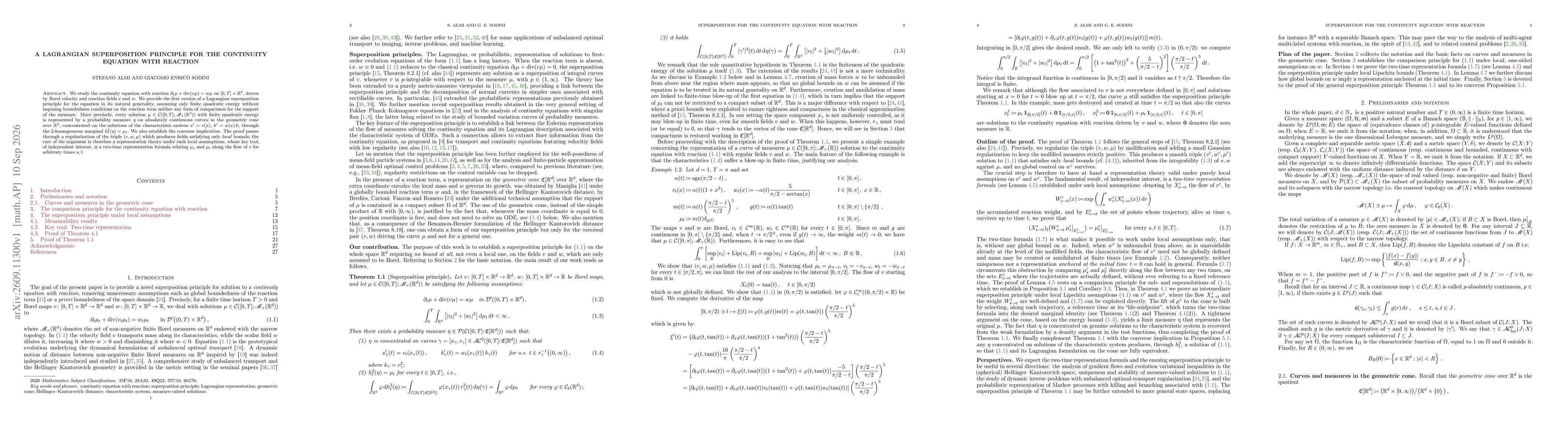 Thumbnail for A Lagrangian superposition principle for the continuity equation with reaction