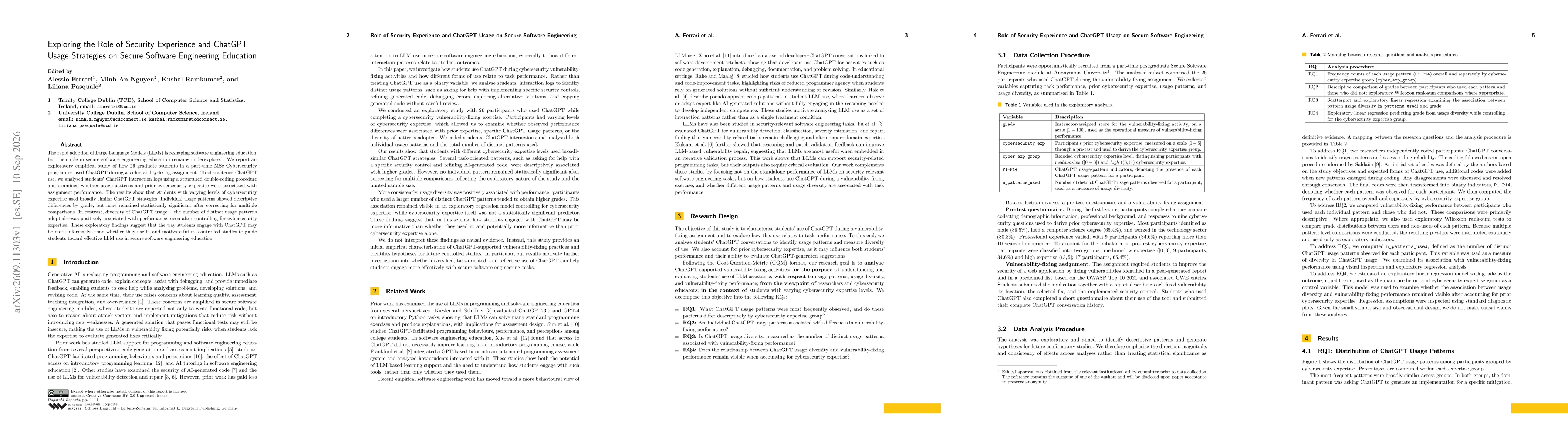 Thumbnail for Exploring the Role of Security Experience and ChatGPT Usage Strategies on Secure Software Engineering Education