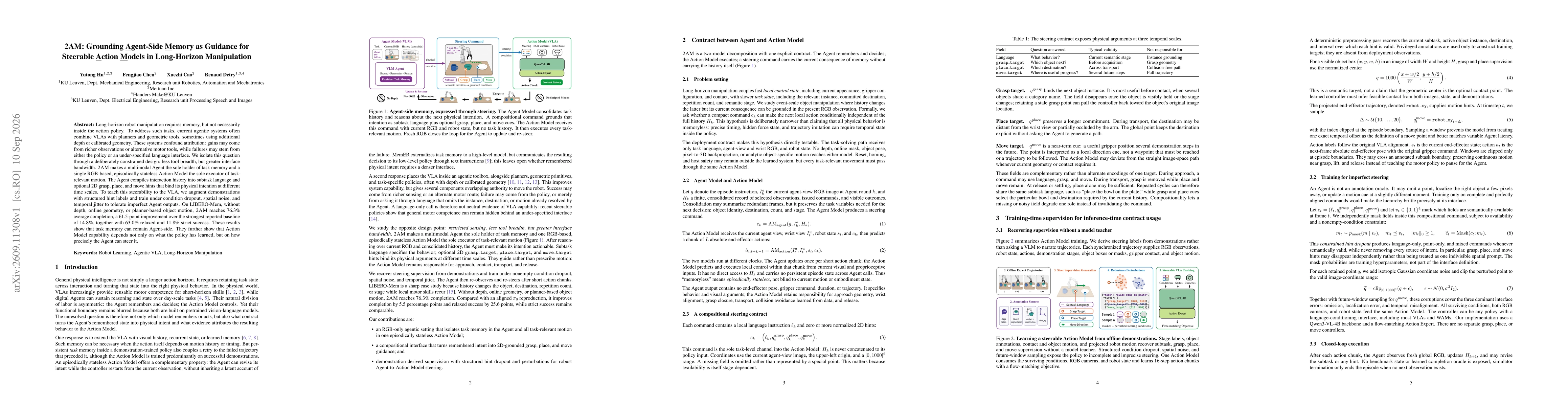 Thumbnail for 2AM: Grounding Agent-Side Memory as Guidance for Steerable Action Models in Long-Horizon Manipulation