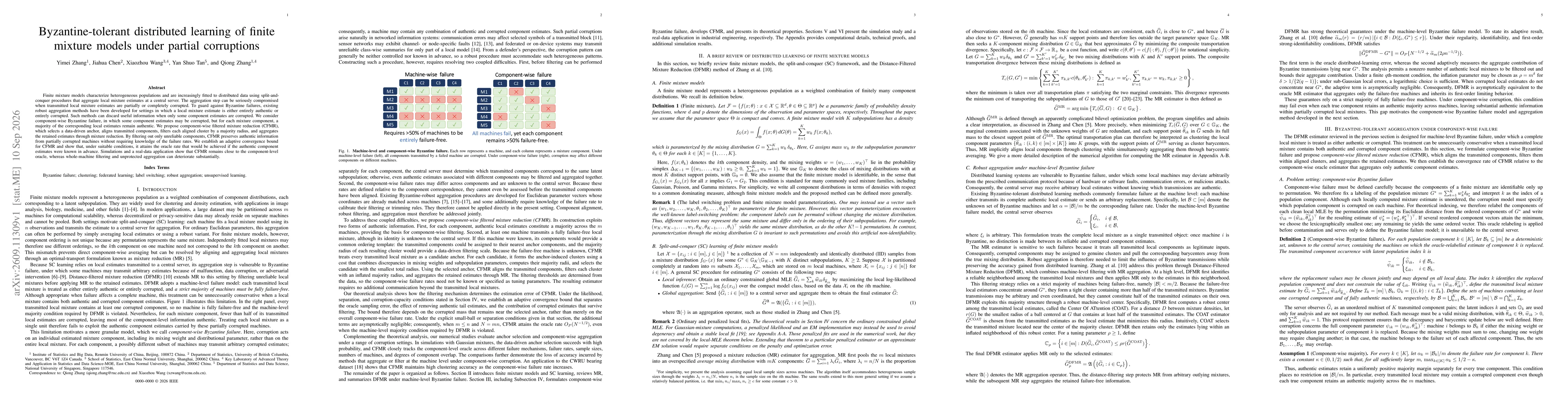 Thumbnail for Byzantine-tolerant distributed learning of finite mixture models under partial corruptions