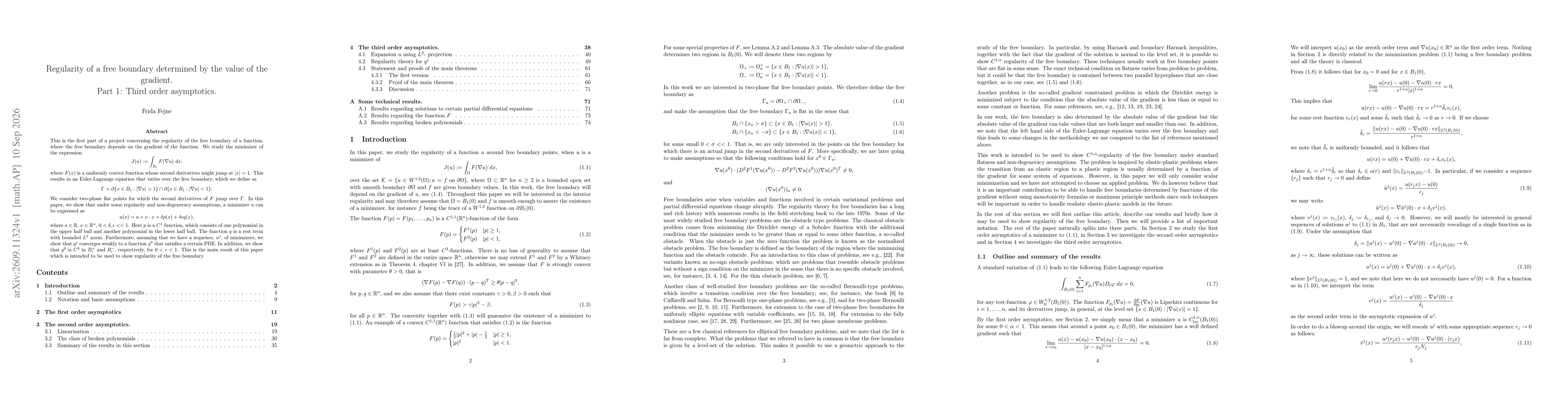 Thumbnail for Regularity of a free boundary determined by the value of the gradient. Part 1: Third order asymptotics