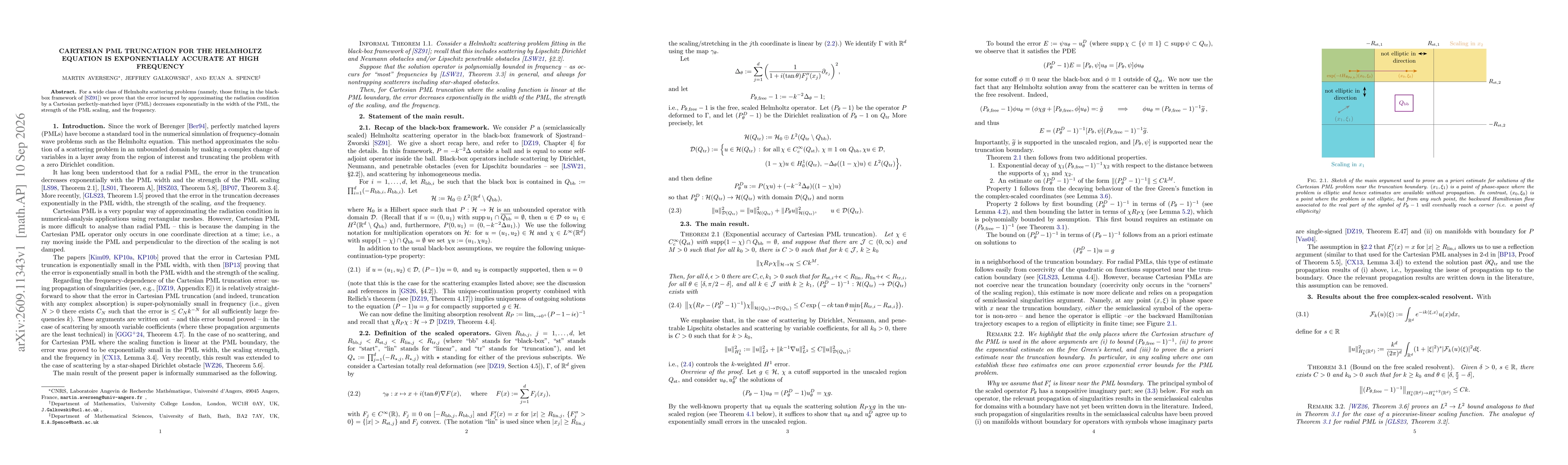 Thumbnail for Cartesian PML truncation for the Helmholtz equation is exponentially accurate at high frequency