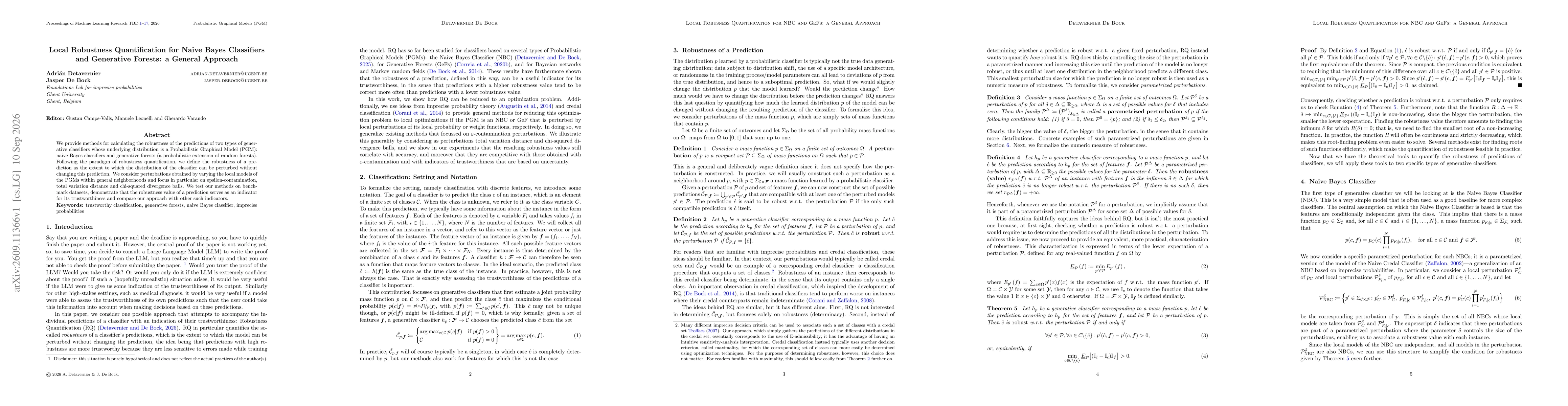 Thumbnail for Local Robustness Quantification for Naive Bayes Classifiers and Generative Forests: a General Approach