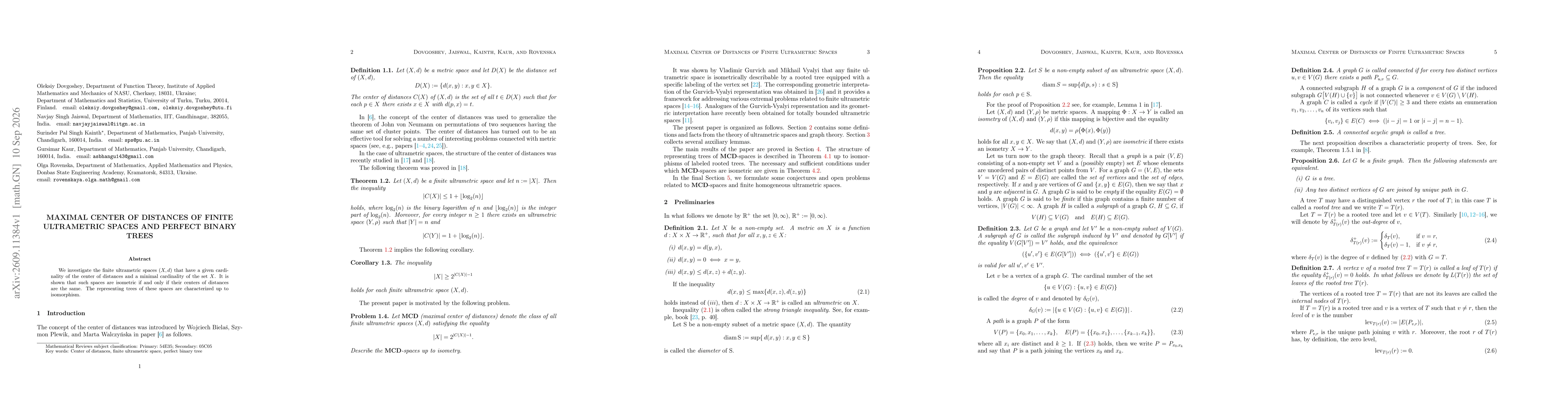 Thumbnail for Maximal Center of Distances of Finite Ultrametric Spaces and Perfect Binary Trees