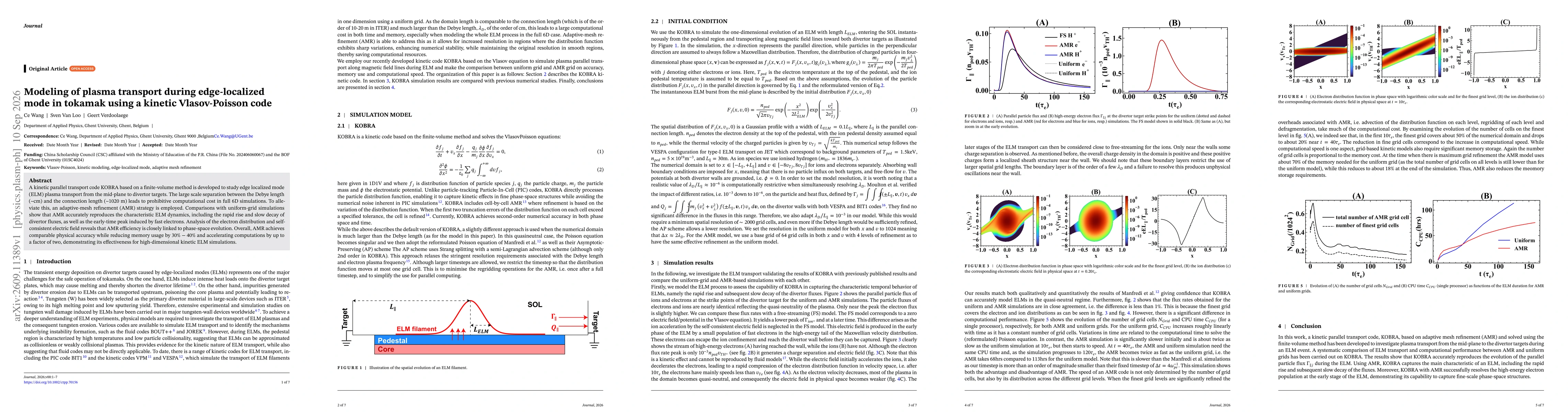 Thumbnail for Modeling of plasma transport during edge-localized mode in tokamak using a kinetic Vlasov-Poisson code
