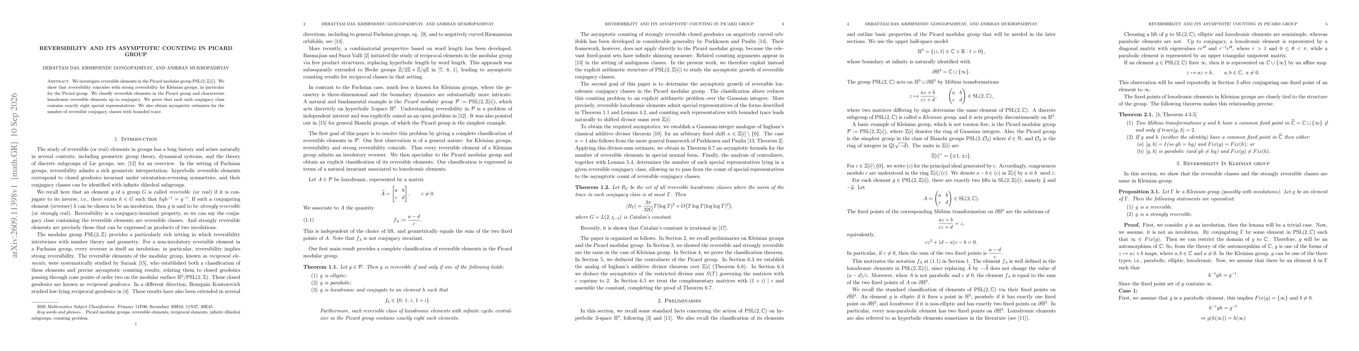 Thumbnail for Reversibility and its asymptotic counting in Picard group