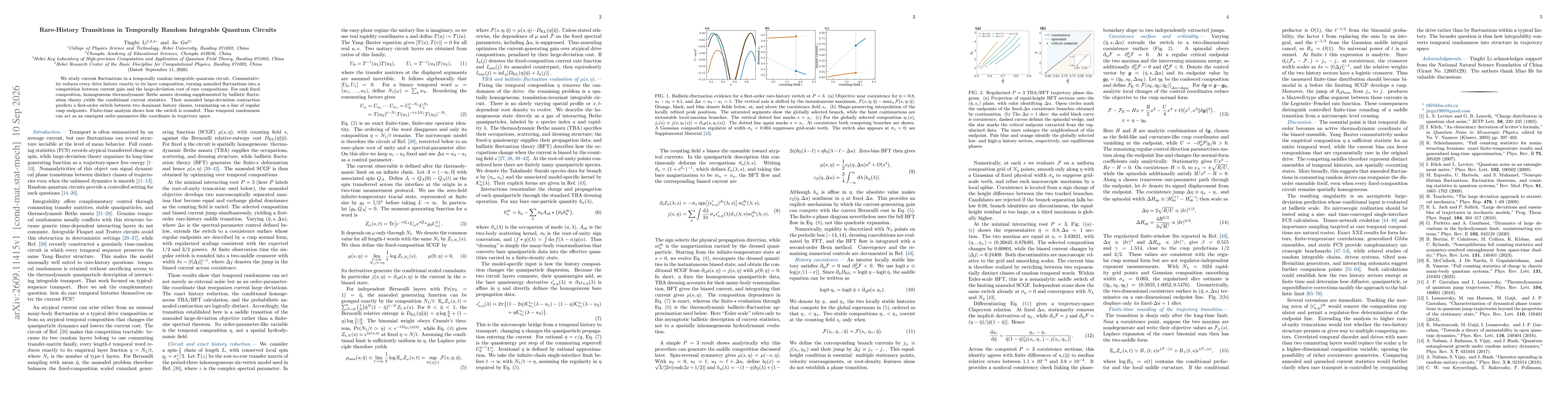 Thumbnail for Rare-History Transitions in Temporally Random Integrable Quantum Circuits