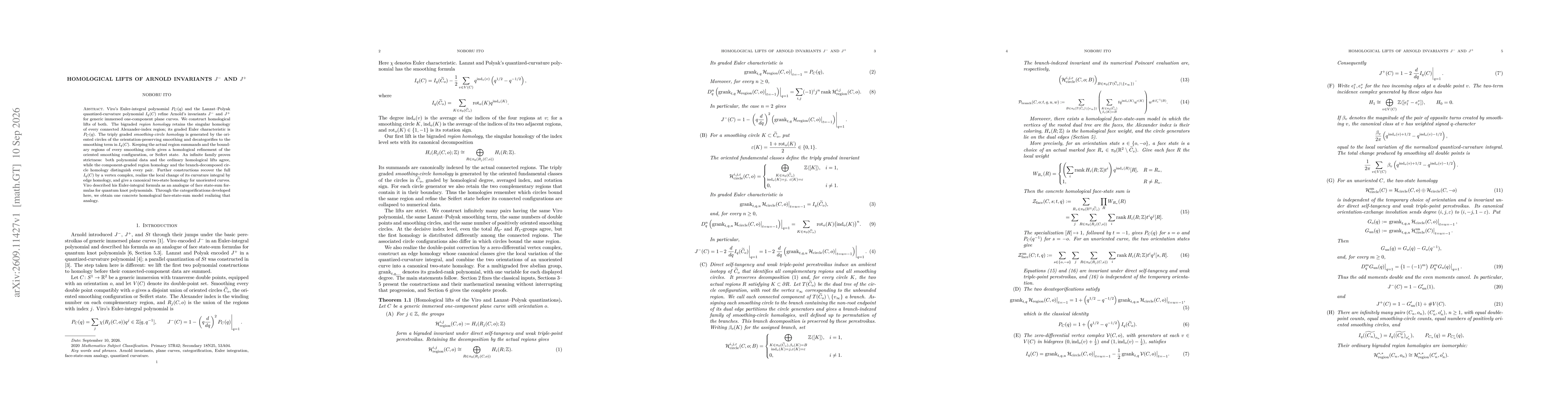 Thumbnail for Homological lifts of Arnold invariants $J^-$ and $J^+$