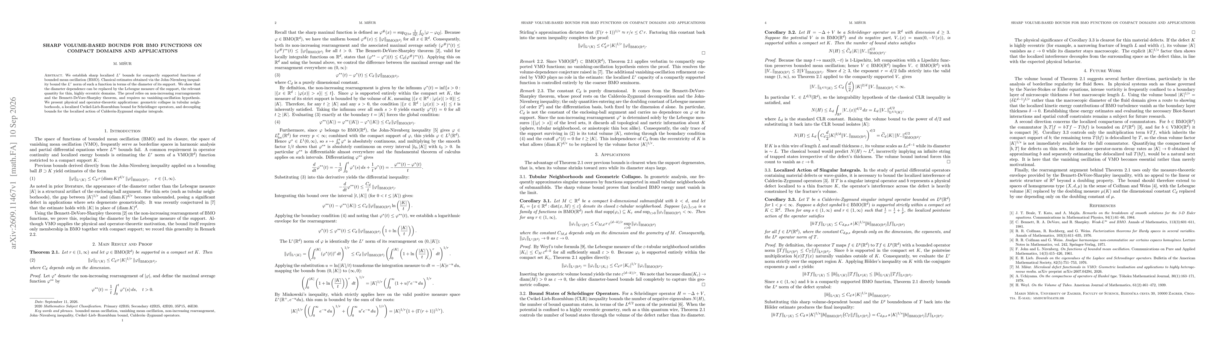 Thumbnail for Sharp Volume-Based Bounds for BMO Functions on Compact Domains and Applications