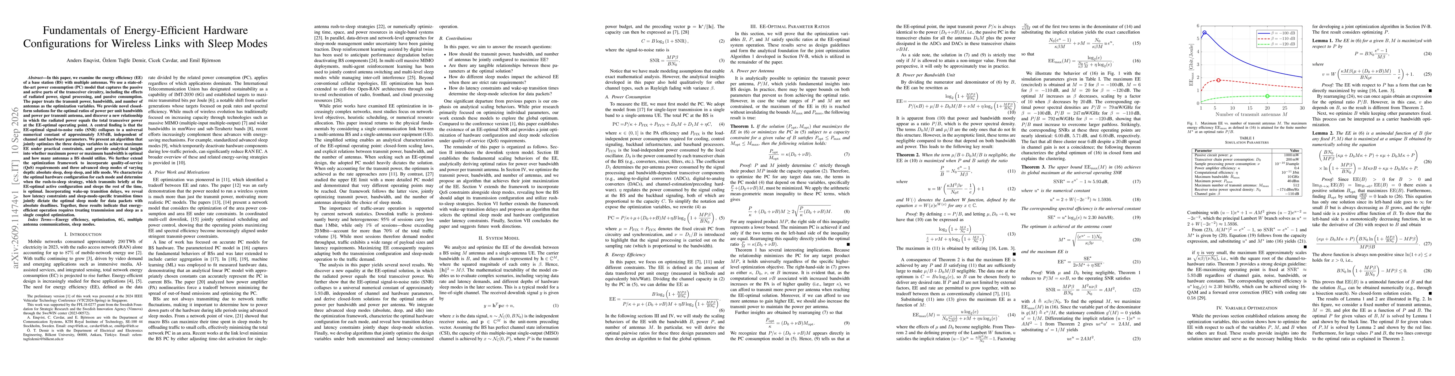 Thumbnail for Fundamentals of Energy-Efficient Hardware Configurations for Wireless Links with Sleep Modes