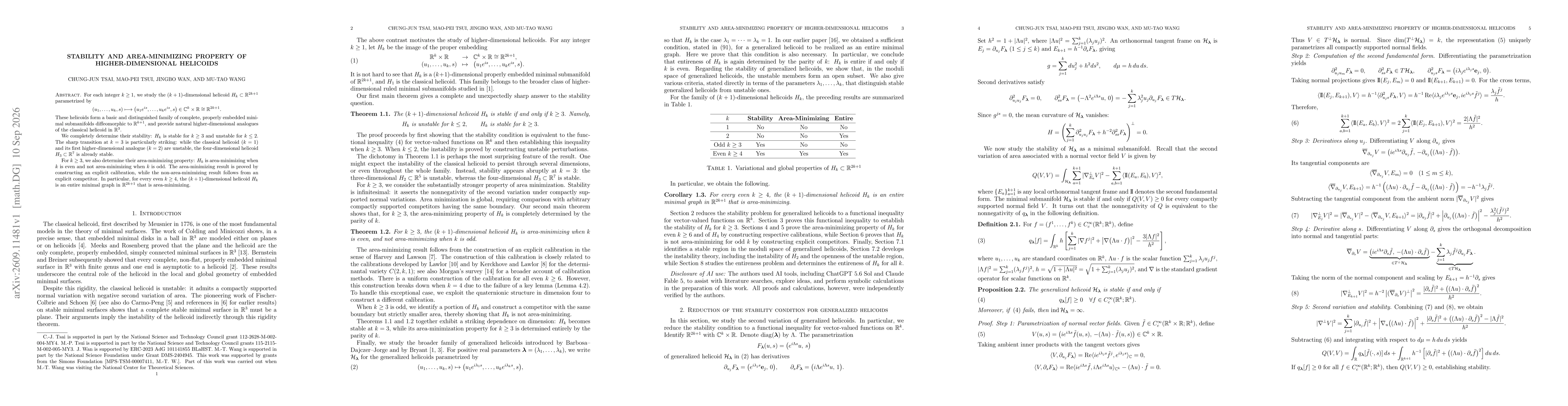 Thumbnail for Stability and Area-Minimizing Property of Higher-Dimensional Helicoids