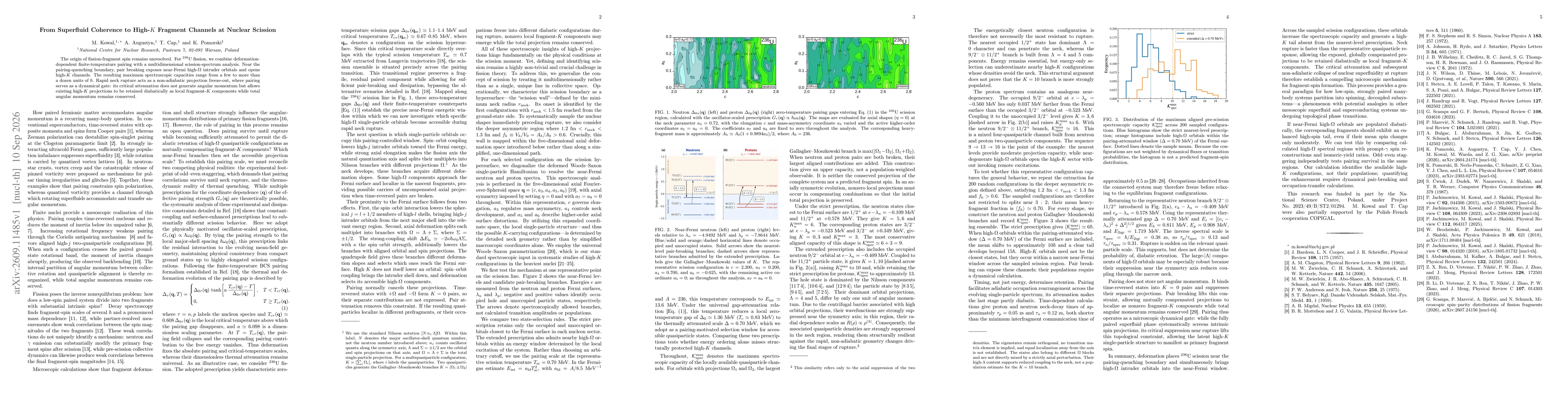Thumbnail for From Superfluid Coherence to High-$K$ Fragment Channels at Nuclear Scission