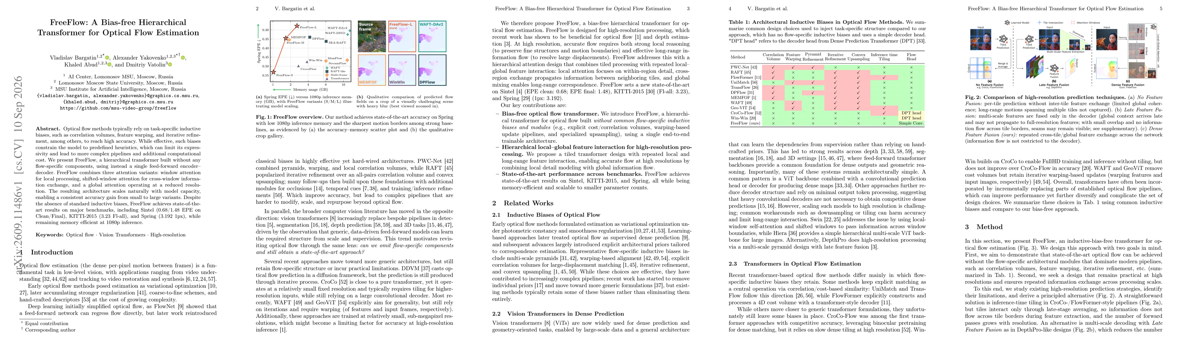 Thumbnail for FreeFlow: A Bias-free Hierarchical Transformer for Optical Flow Estimation