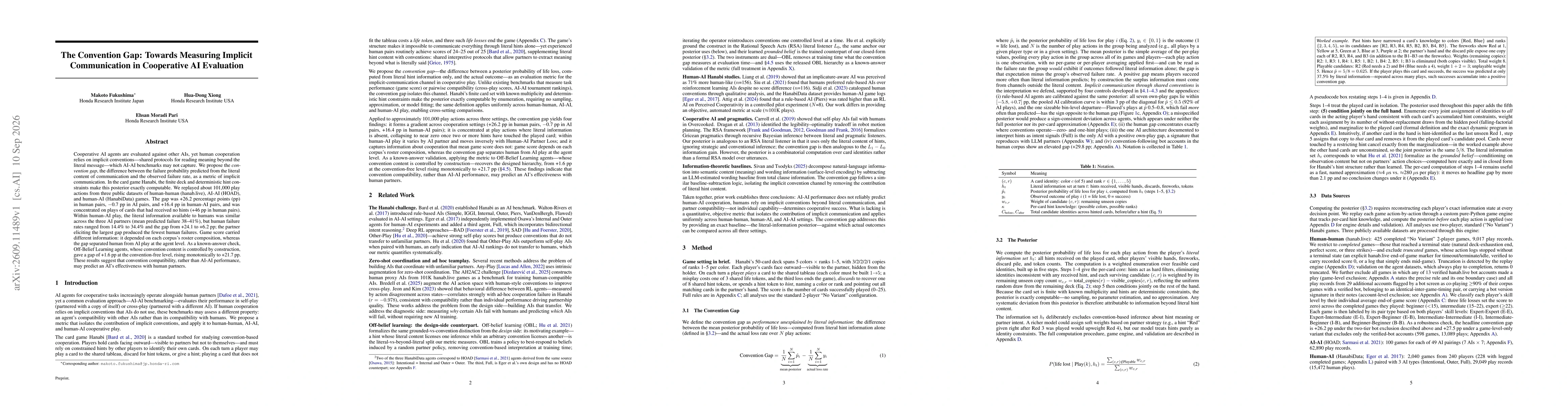 Thumbnail for The Convention Gap: Towards Measuring Implicit Communication in Cooperative AI Evaluation