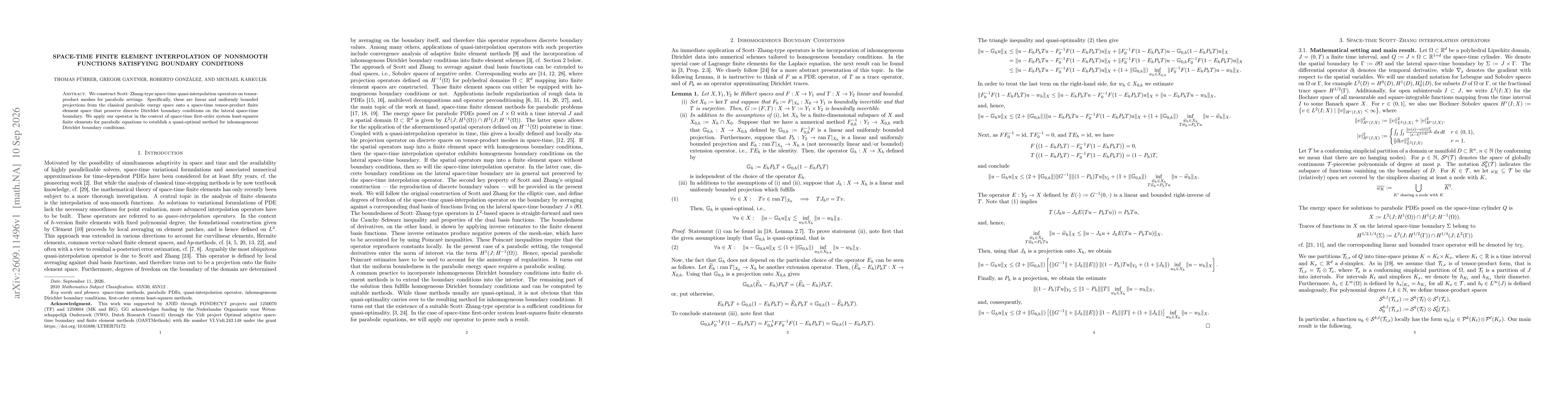 Thumbnail for Space-time finite element interpolation of nonsmooth functions satisfying boundary conditions