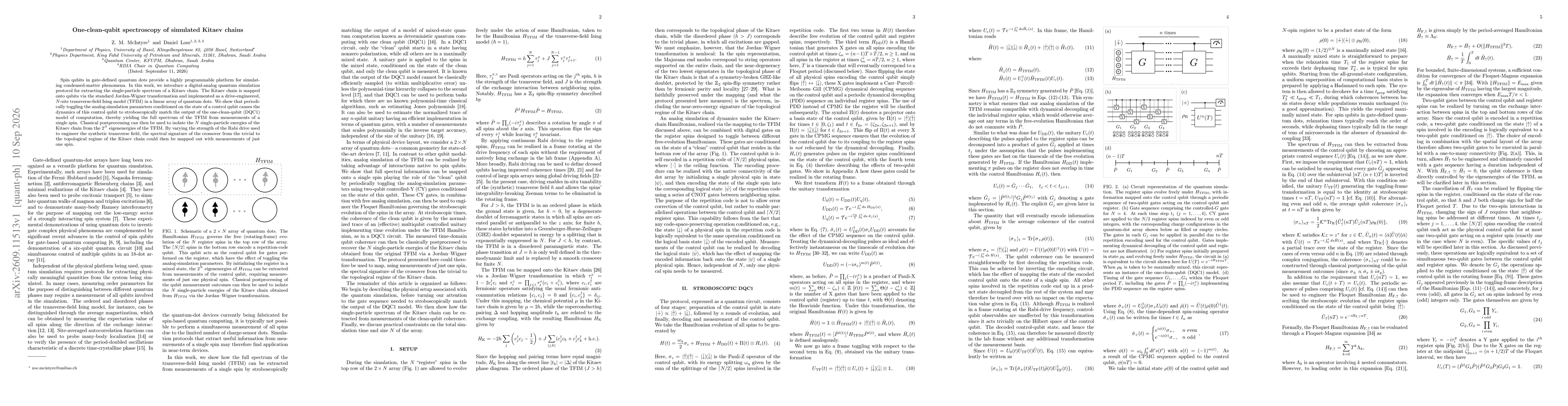 Thumbnail for One-clean-qubit spectroscopy of simulated Kitaev chains