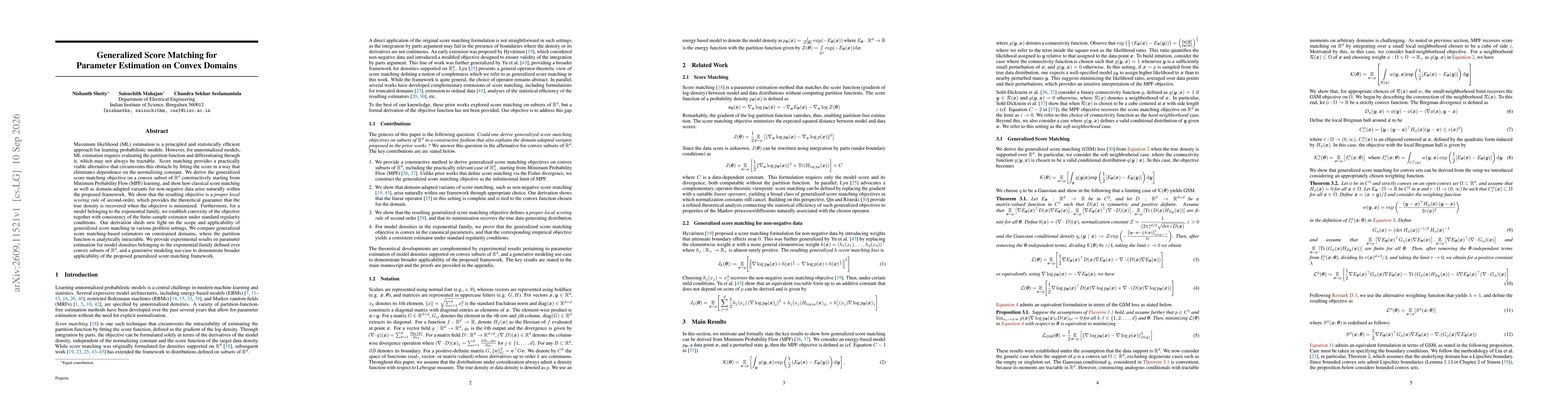 Thumbnail for Generalized Score Matching for Parameter Estimation on Convex Domains