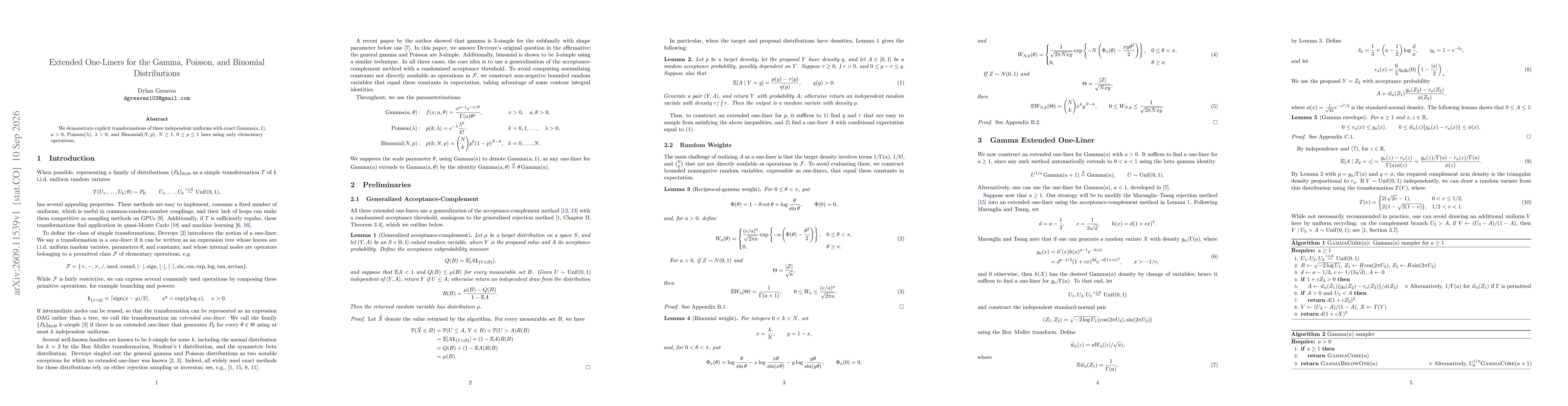 Thumbnail for Extended One-Liners for the Gamma, Poisson, and Binomial Distributions