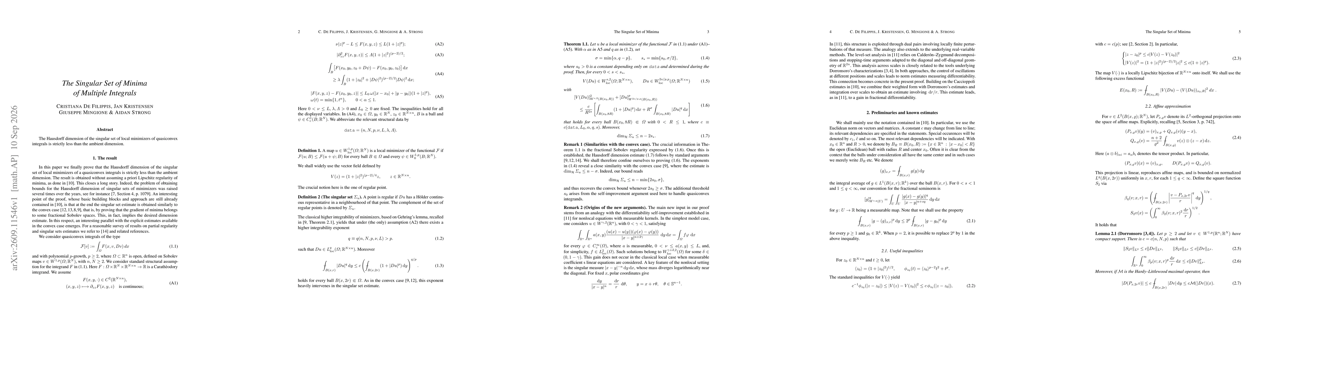 Thumbnail for The Singular Set of Minima of Multiple Integrals