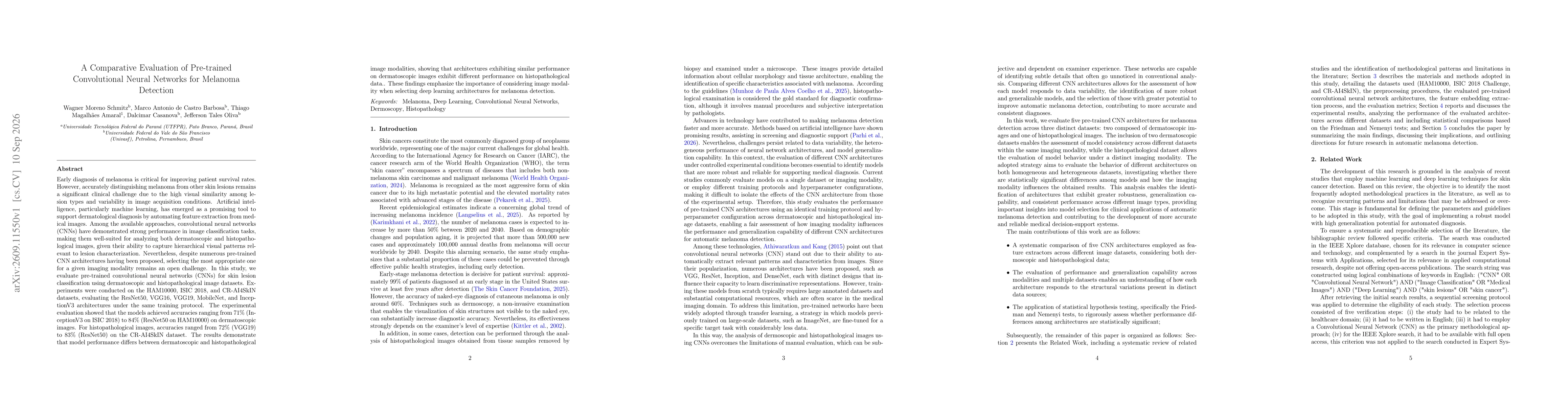Thumbnail for A Comparative Evaluation of Pre-trained Convolutional Neural Networks for Melanoma Detection