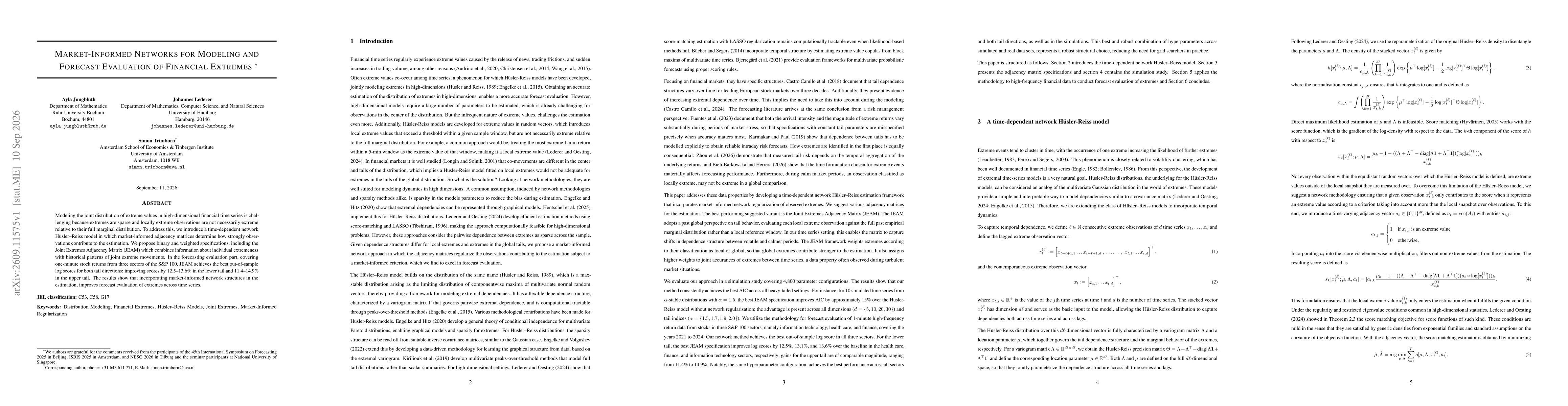 Thumbnail for Market-Informed Networks for Modeling and Forecast Evaluation of Financial Extremes